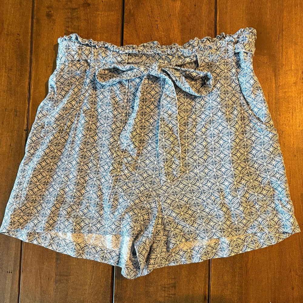 Primark High Waist Blue Geometric Women's Shorts